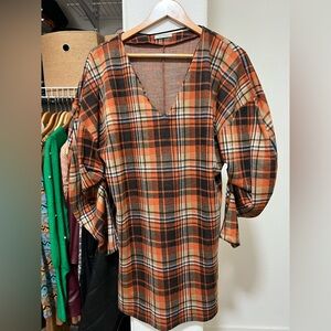 ZARA Poplin Style Plaid Dress